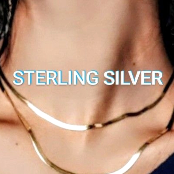 Jewelry - Elegant Sterling Silver 925 Herringbone Necklace